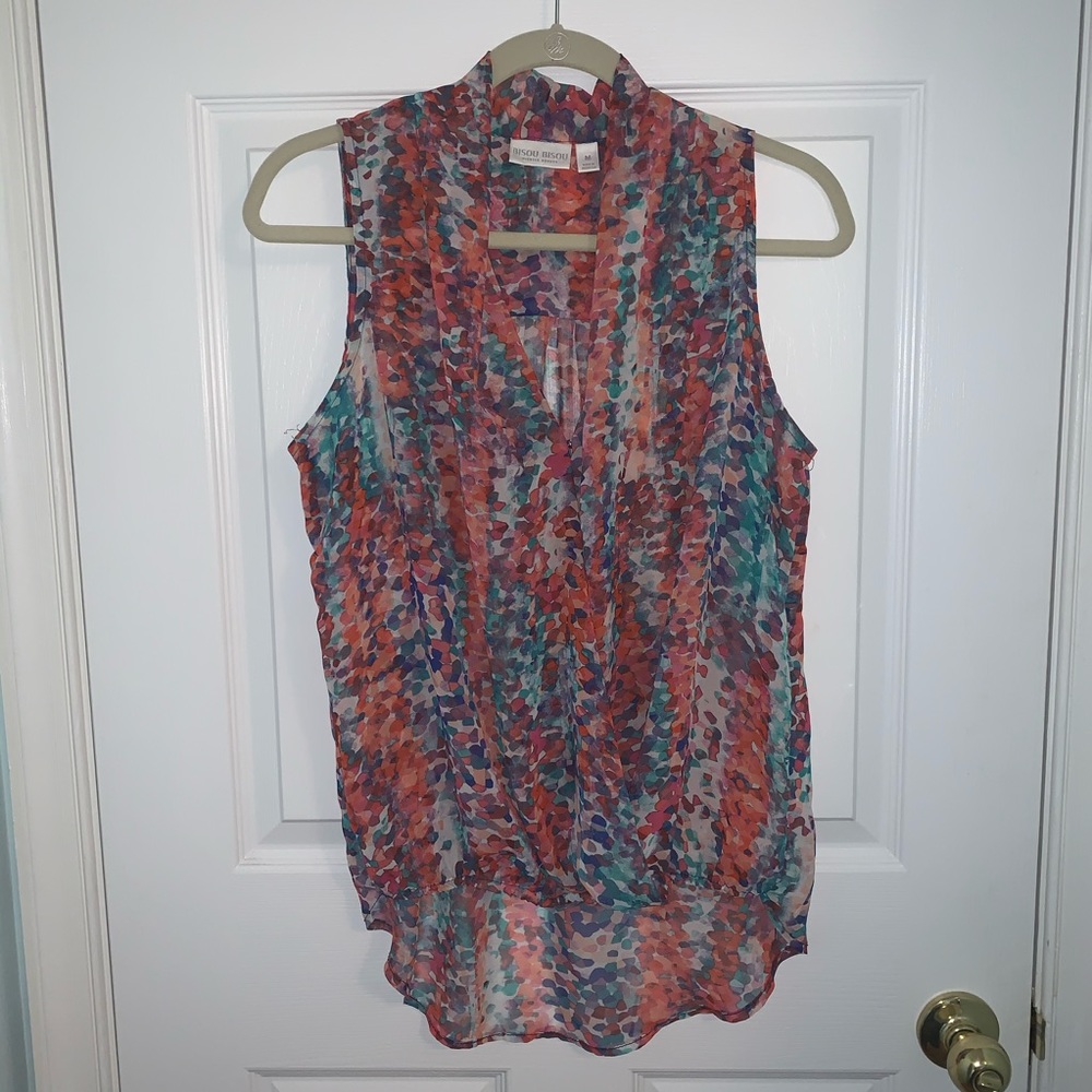 Sheer Bisou Bisou Sleeveless Blouse!